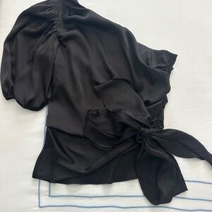 White House Black Market Black Satin Blouse
